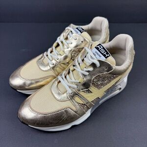 Ash Lux Kodi Sneakers 39 Gold Glitter Metallic Lace Up Shoes Womens 8.5 Retro